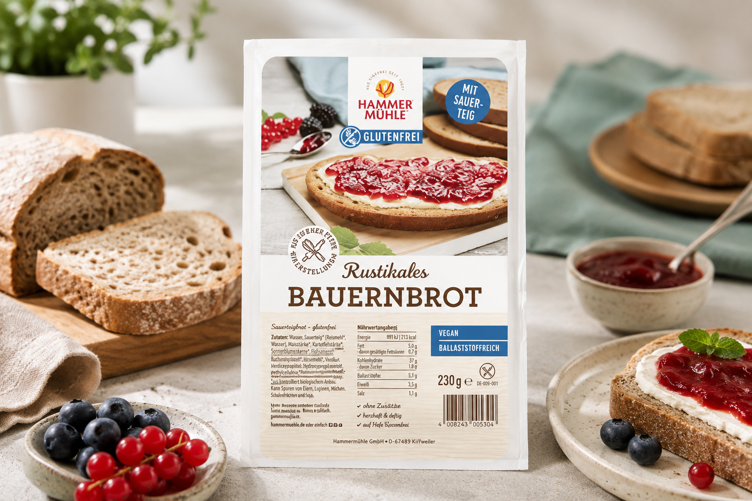 Bezlepkový rustikální farmářský CHLÉB s kváskem, trvanlivý, 230 g, eshop.celiakarna.cz
